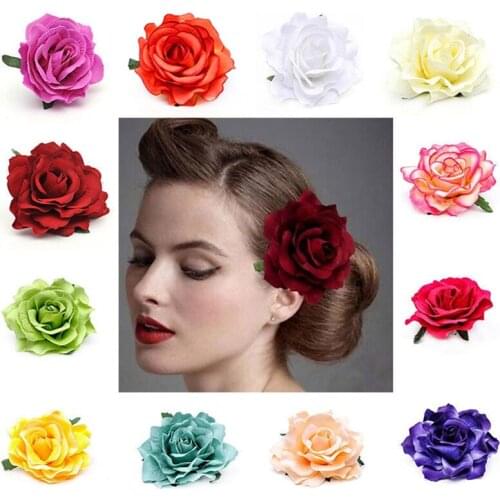1 Piece Flocking Cloth Rose Flower Hair Clip Brooch Headwear Wedding Bridesmaid Party Women Hair Styling Tools Accessories