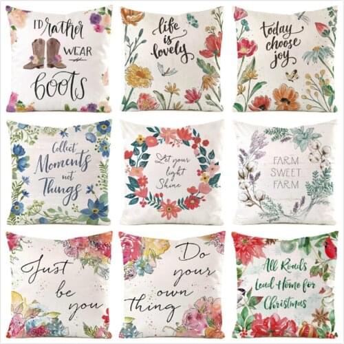 45cm*45cm **Inspiring Sentences** Inimitated Silk Fabric Throw Pillow Covers Couch Cushion Cover Home Decorative Pillows