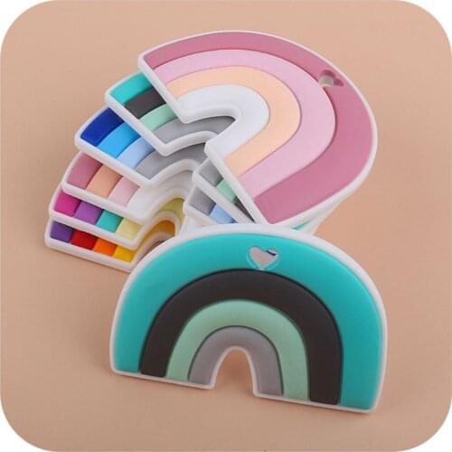 Baby Rainbow Teether Silicone Beads Infant Teeth Nursing Soother Shower Gifts Molar Toys