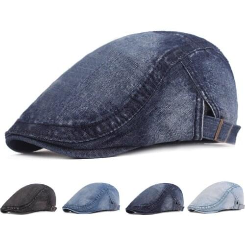 Denim Flat Cap Golf Adjustable Cotton Irish Hat Jeff Cap Washed Classic Cowboy Woman and Man Vintage Fashion