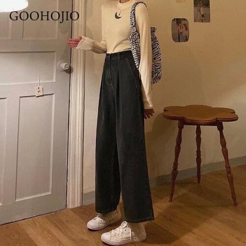 GOOHOJIO Spring Autumn Fashion Cotton Denim Jeans Women 2020 New High Waist Retro Harem Washed Office Lady Casual Jeans Female