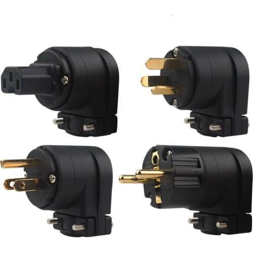 HiFi Audio Power Plug Gold Plated L-shaped Copper IEC Connector Power Amplifier Adapter (EU/US/AU)