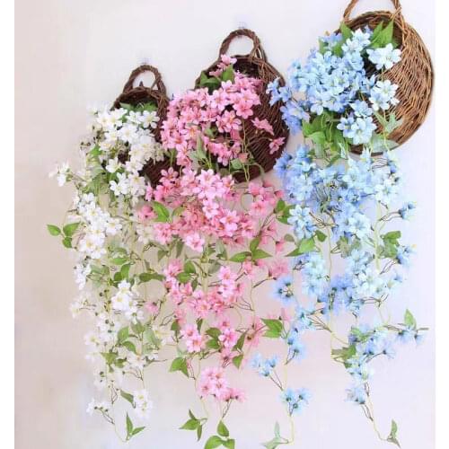 Wisteria Artificial Leaf Wreath Vine False Leaf Flower Wall Hanging Basket Orchid Wedding Party Home Decoration