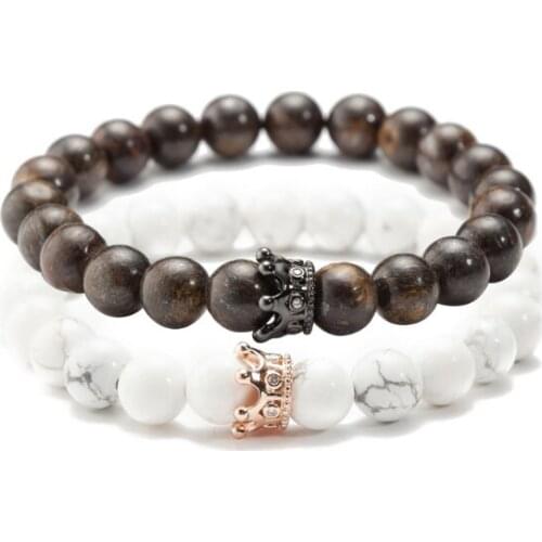 Crown 8mm Punk multicolor Agate beads Chakra Reiki Buddha Yoga Bracelet elastic adjustable Volcanic Stone Bangles ioyi5