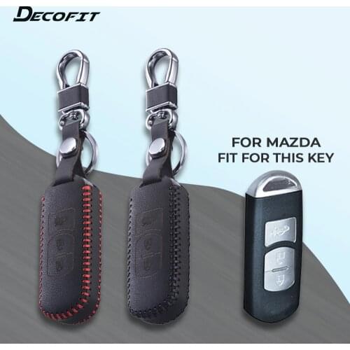 Top Leather Key Cover for Mazda 2 3 5 6 CX-3 CX-4 CX-5 CX-7 CX-9 RX8 Atenza Axela MX5 Smart 2 3 buttons key Case Shell Keychain