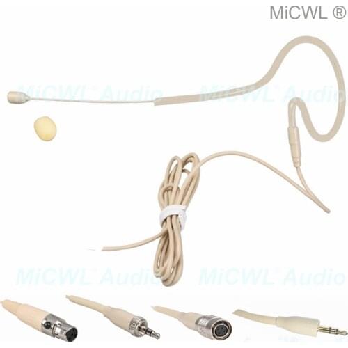 MiCWL SE02 Beige Single ear hook Headset Microphone for Shure AKG Sennheiser Audio-Technica MiPro Wireless many plug for choice