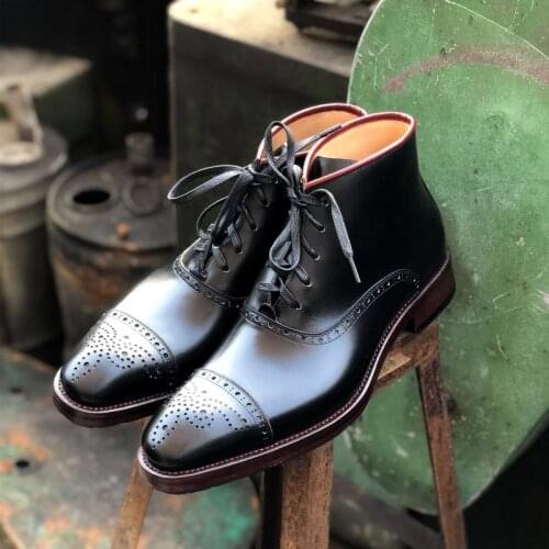 Sipriks 2020 Handmade Winter Boots For Mens Genuine Leather Brogues Shoes Male Cowboy Boot Ankle Goodyear Welted Oxfords Italian