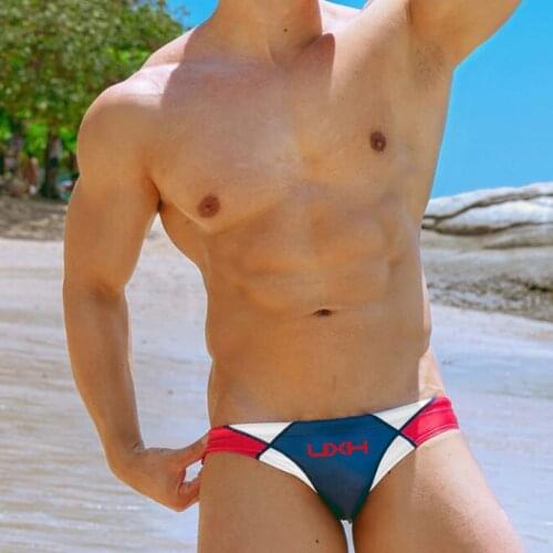 2021 Mens Swimsuit Slip Underpants Beach Swimming Briefs Swimming Shorts Gay Swimwear Stitching Logo Bathing Suit Man Clothing