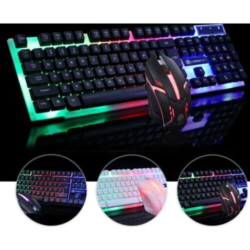 2021 HOT Keyboard+Mouse Sets Led Glowing Computer Desktop Wired Mechanical Keyboard And Mouse Game Suite Usb