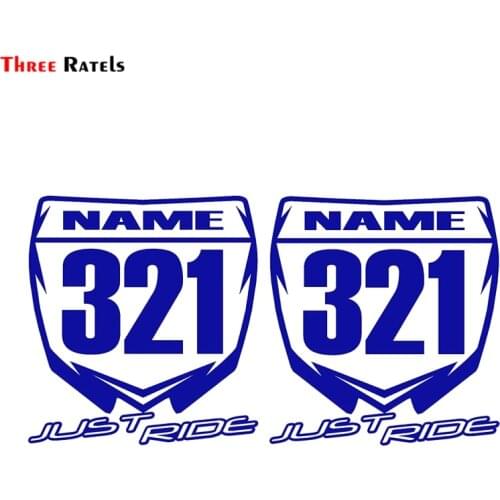 Three Ratels FTZ-158# 20x10.6cm 2PCS Custom Made With Your Name JUST RIDE Motocross Number Plate Replica Decal Stickers