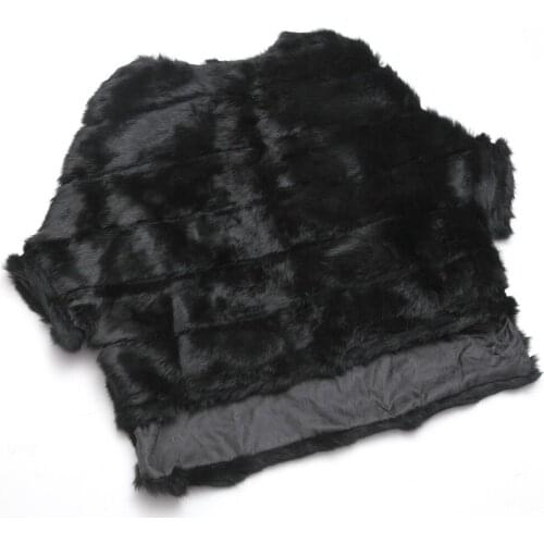 2021 New Real Rabbit Fur Shawl For Women Free Size True Price Pure Genuine Striped Cut Genuine Fur Cape Bat Sleeve ksr666