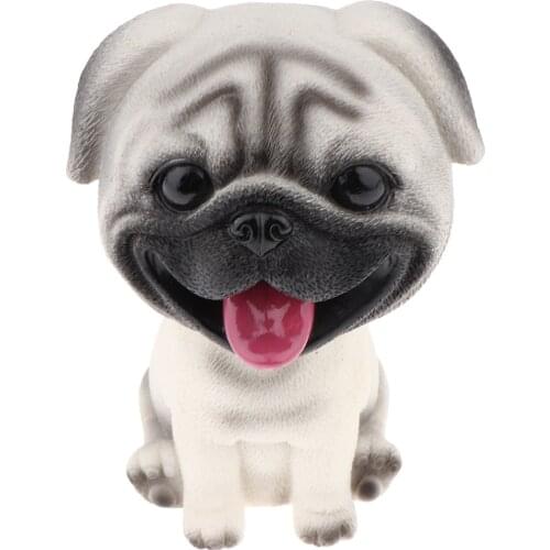 Mini Resin Bobble-Head Dog Figurine Car / Home Interior Decoration Ornament, Kids Toy Gift - Pug