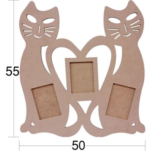 ÇER150 2li Cat Frame, Raw Wood Mdf Picture Frame