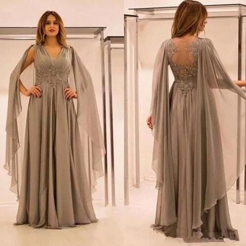 Plus Size 2019 Mother Of The Bride Dresses A-line V-neck Chiffon Appliques Beaded Formal Groom Long For Wedding
