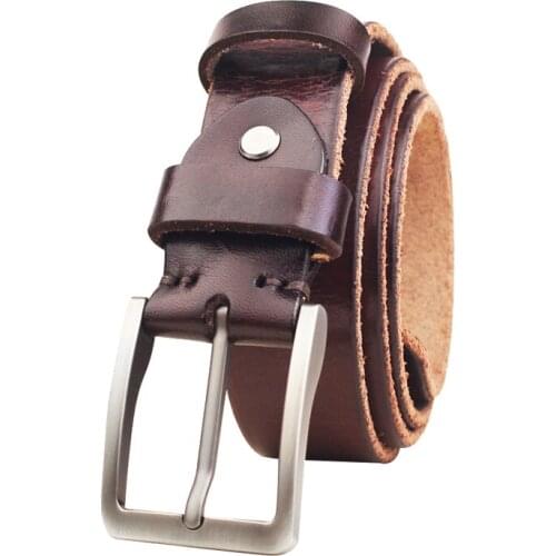 Top Cow Leather Business Belts For Men Jeans Belt Retro Cowskin Belt With Pin Buckle For Western Cowboy