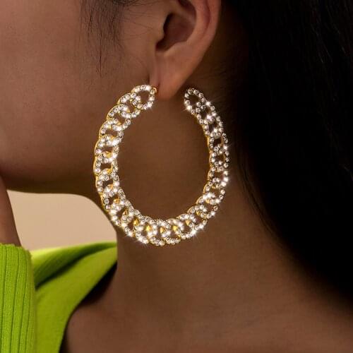 Ingemark Exaggerated Big Shiny Crystal Circle Hoop Earrings 2021 Trend Brincos Unusual Earring for Women Girl Piercing Jewelry