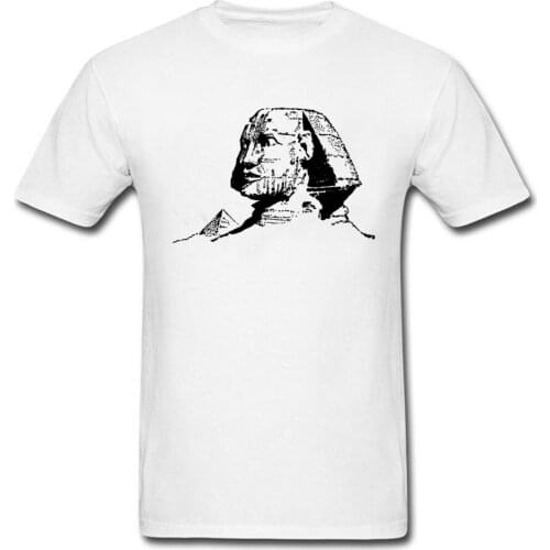 Sphinx Head Simple Style Men White T-shirt Novelty Design Thanksgiving Day Fathers Short Sleeve Cotton Tee Shirts