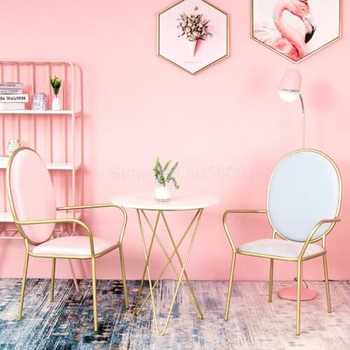 Nordic dining chair restaurant net red simple chair back stool home coffee table and chair leisure wrought iron ins stool