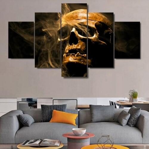Modern Frames For Painting Modular Cheap 5 Panel Skull Pictures Wall Art For Living Room Home Decor Artwork Canvas Prints