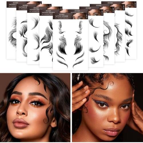 Tattoo Edge Baby Hair Waterproof Temporary 15 Styles Slayed EdgesTattoo edges Artificial DIY Hairstyling Hair Stickers