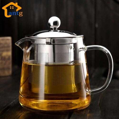 Heat Resistant Glass Teapot Flower Tea Set Pu'er Kettle Coffee Tea Pot Drinkware Set Stainless Steel Strainer Office 500ml-950ml
