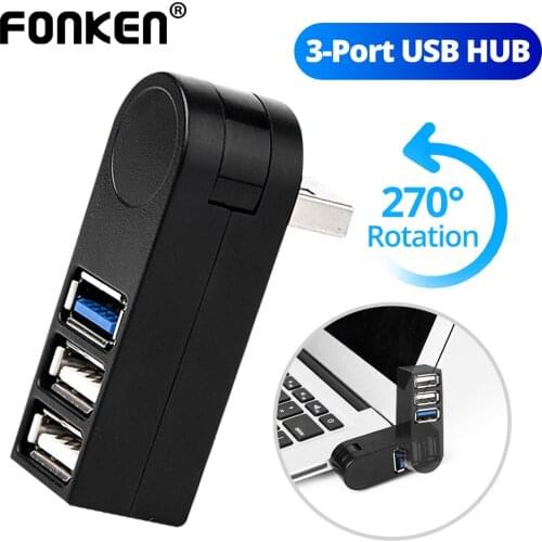 Rotatable USB Hub Adapter 3 Port High Speed Data Transfer U Disk Reader Splitter USB Expander for Macbook Pro Laptop PC Computer
