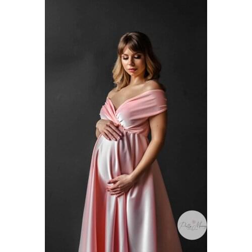 Vintage Maternity Shoot Prom Dresses Sexy Off Shoulder Robe De Soiree Lace Satin Evening Formal Dress Custom Made Bathrobe