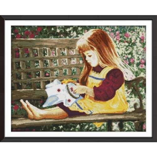 Embroidered Girl Patterns Counted Cross Stitch Kits Embroidery Kits 14CT 11CT Printed Fabric Handmade Needlework Sets Home Decor
