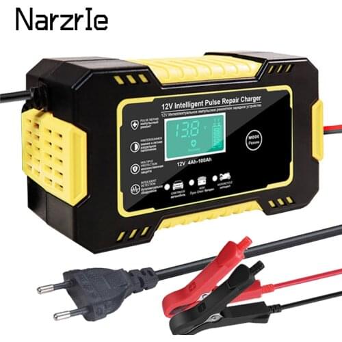 Full Automatic Car Battery Charger 12V Digital Display Auto Moto Battery Charger Power Puls Repair Chargers Wet Dry Lead Acid
