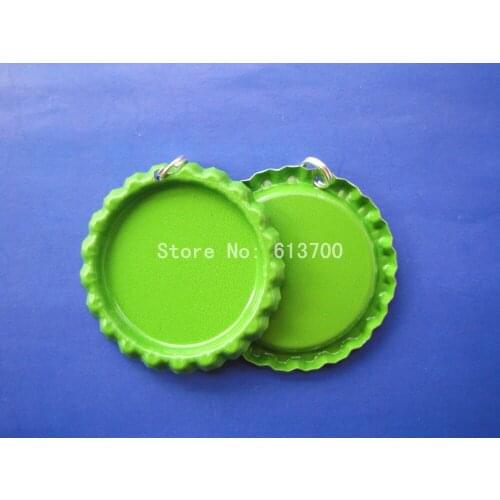 Green Bottlecaps With Holes & Rings ! 500 Pcs Both Side Colored Flattened Bottle Caps For Jewelry Pendants Linerless Crown Caps