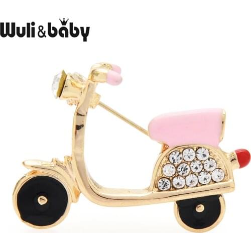 Wuli&baby Enamel 2-color Motorbike Brooches For Women Designer Lovely Viehicle Causal Party Brooch Pins Gifts
