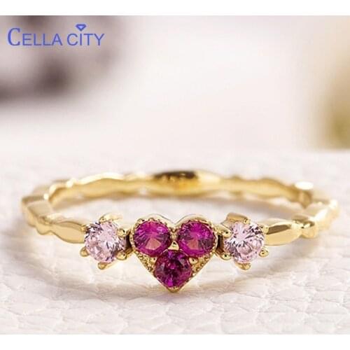 Cellacity silver 925 jewelry ring with heart shape red corundum gemstone Luxury Fine Jewelry For Women wholesale size 6-10