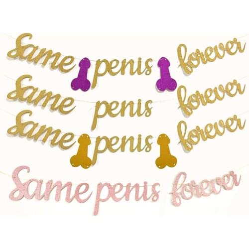 1Set "SAME PENIS FOREVER" Bachelor Party Decoration Pull Flag Golden Flags Party Decoration Flags Accessory Party Supplies PSC6
