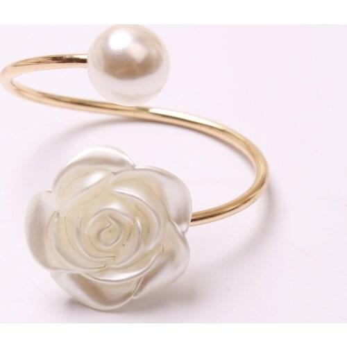 10PCS/Metal napkin ring imitation pearl rose flower napkin holder ring table decoration jewelry golden napkin ring