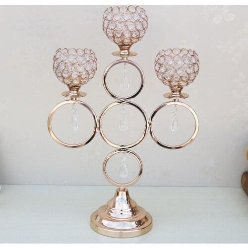 2 pcs/Lot Table Candle Holders Plating Metal Candlestick Geometric Round Romantic Candle Holders For Wedding Dinner Decor ZZT029