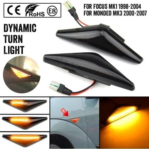 2pcs Smoke Led Dynamic Side Marker Turn Signal Light Sequential Blinker Light For Ford Mondeo 2000-2006 Focus MK1 1998-2004