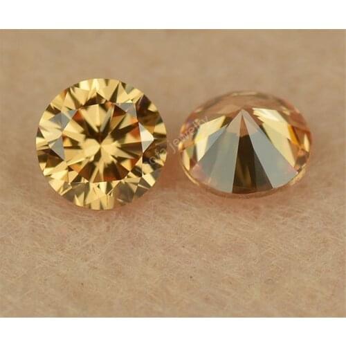 3~20mm AAAAA Quality Middle Light Champagne Color Round Brilliant Shape Loose Synthetic Cubic Zircon Stone CZ Gems For DIY