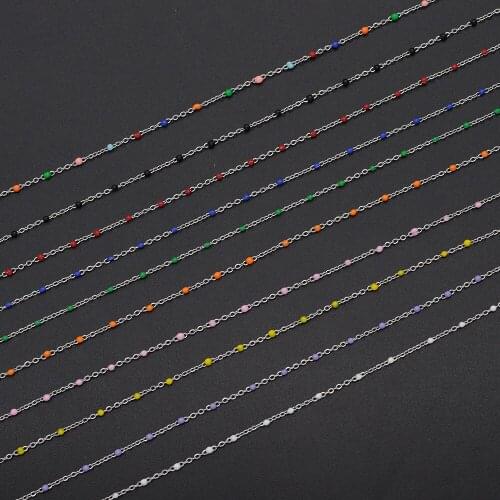 30 Meters/lot 1.2mm Stainless Steel Enamel Ball Bead diy jewelry Making Chains Wholesale Factory Direct