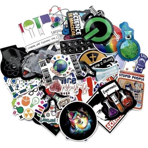 50PCS science chemistry lab astronaut stickers blockchain code Brain scientists funny stickers for child gift decor Luggage