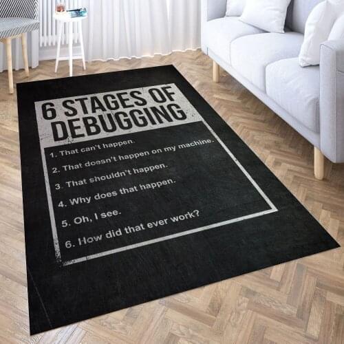 6 Stages Of Debugging Carpet for Living Room 3D Anime Cartoon Rug Gamer Teen Room Bedside Lounge Rug Kids Children Floor Mats