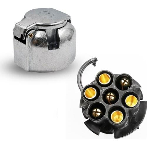 7 Pins Trailer Wiring Lights Car Caravan Round Aluminium Alloy Socket Plug 12V Metal Trailer Connector Car Electric Accessories
