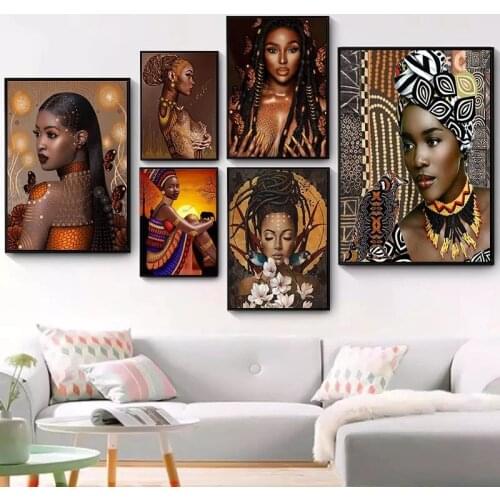 African Girl Graffiti Art Posters and Prints Abstract Woman Canvas Painting Wall Decoration Art Pictures African Black People