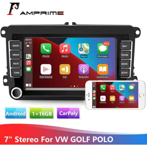 AMPrime Car Multimedia 9'' Car Radio Audio Bluetooth Capacitance Touch Screen MP5 Player FM Radio Android Mirror Link for VW