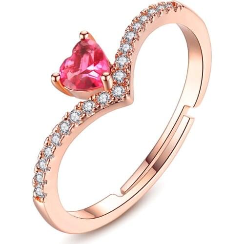 Bettyue Delicate Design For Women Heart-shape Filled WIth White Stone And Classical Red Garnet Ring Simplicity Style In Banquet