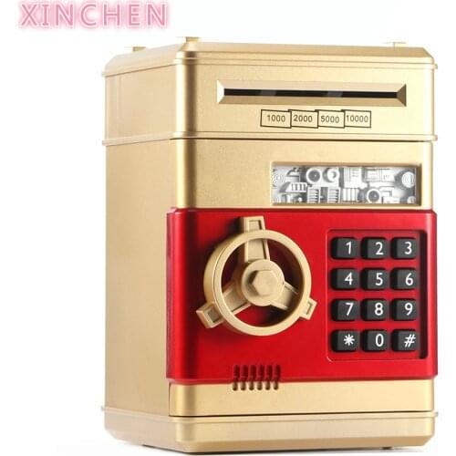 2020 Electronic Piggy Bank ATM Password Money Box Cash Coins Saving ATM Bank Safe Box Auto Scroll Paper Banknote Gift For Kids