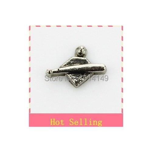 Hot selling baseball bat floating charms living glass floating memory charms