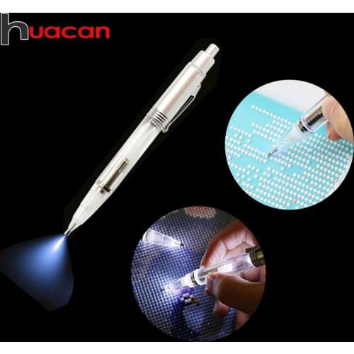 HUACAN Diamond Painting Led Point Drill Pen Tool Lighting Embroidery Luminous Pen Mosaic Accessories