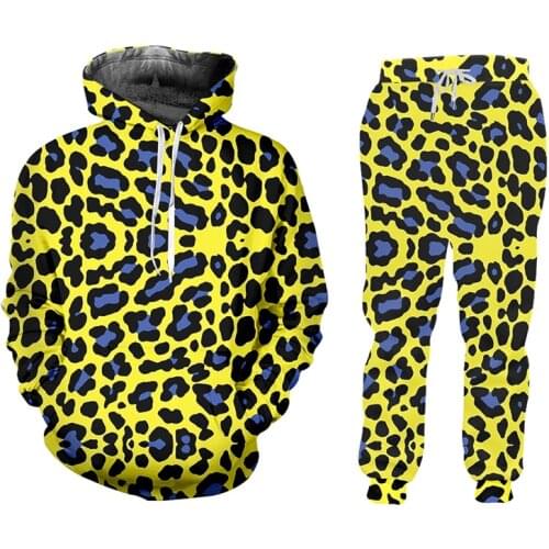 IFPD Mens Suits Casual 2 Piece Set Animal 3D Printed Leopard Print Harajuku Pants And Hoodie Oversize Wholesale Tracksuit Women