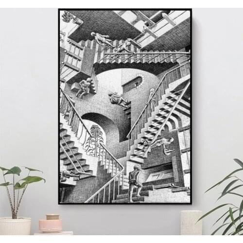 Illusion Graphics MC Escher Wall Art Canvas Painting For Living Room Home Decor Oil Painting Wall Art Picture No Framed