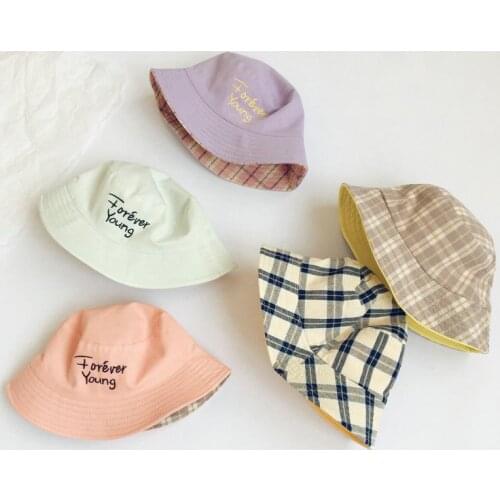 Korean Style Baby Hat Double Face Cotton Children Cap Spring Summer Outdoor Beach Boys Girls Bucket Hats